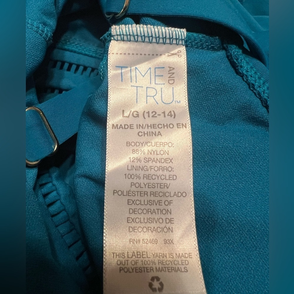 Time and Tru Teal Swimsuit Set - Picture 3 of 5